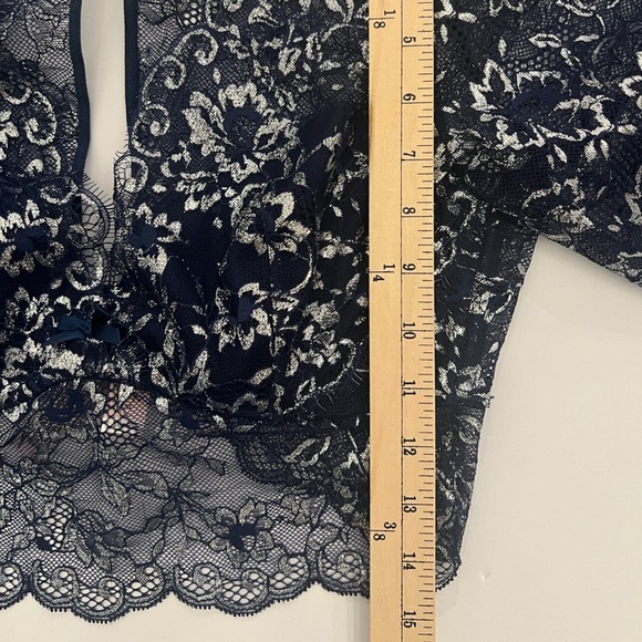 Victoria Secret Dream Angels Allure Shimmer Long-Sleeve Bra Longline Navy Large - Picture 15 of 15